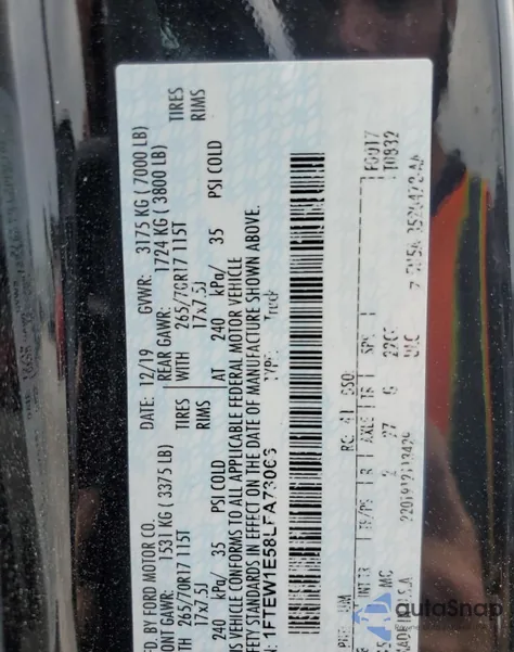 2020 Ford F150 Supercrew from USA, damaged, VIN 1FTEW1E58LFA73066